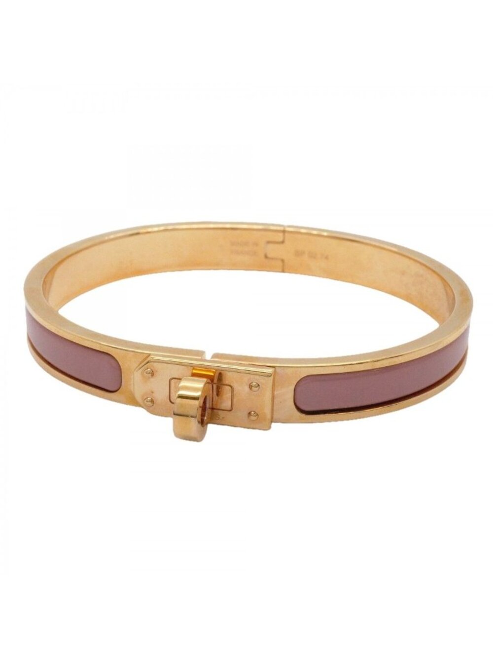 Hermes Bangle Mini Click Kelly Gold Plated Pink Bracelet